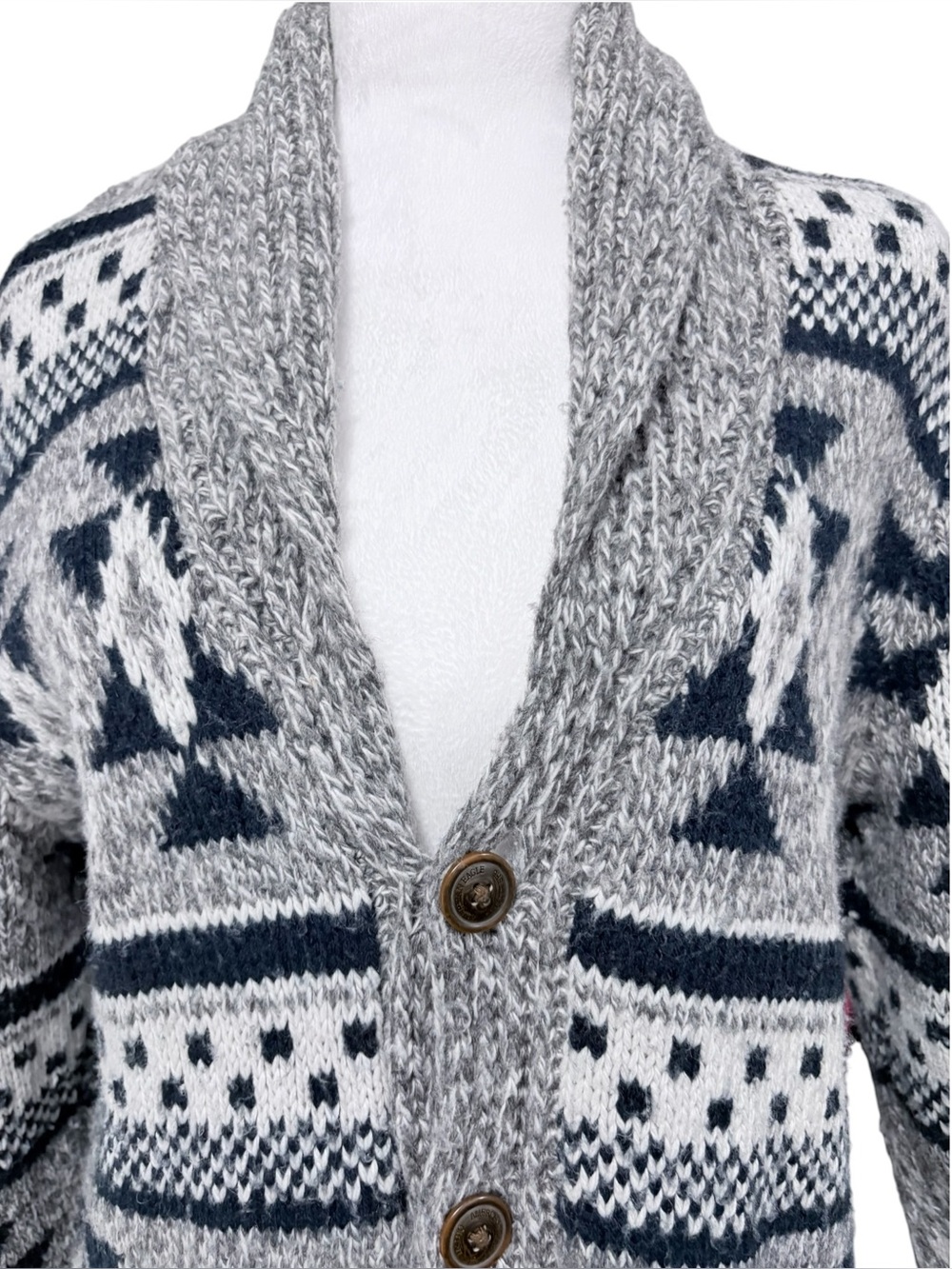 American Eagle Outfitters Nordic Knit Cardigan Y2K Gray Wool Sweater Sz S - Picture 4 of 12